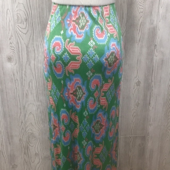𝅺Vintage Long Dress Maxi Green Pink Hippie Summer Spring - Picture 9 of 14